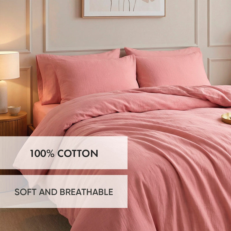 Uni - Taie De Traversin Gaze De Coton - Uni Rose 06