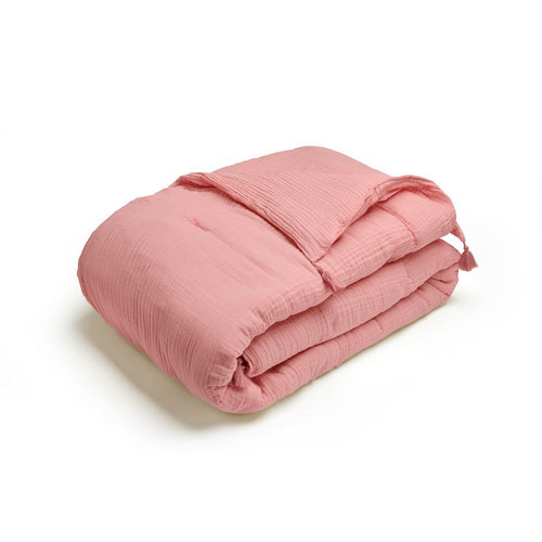 Uni - Édredon Avec Glands Gaze De Coton - Uni Rose 06