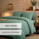 Uni - Taie D'Oreiller Gaze De Coton - Uni Vert 12