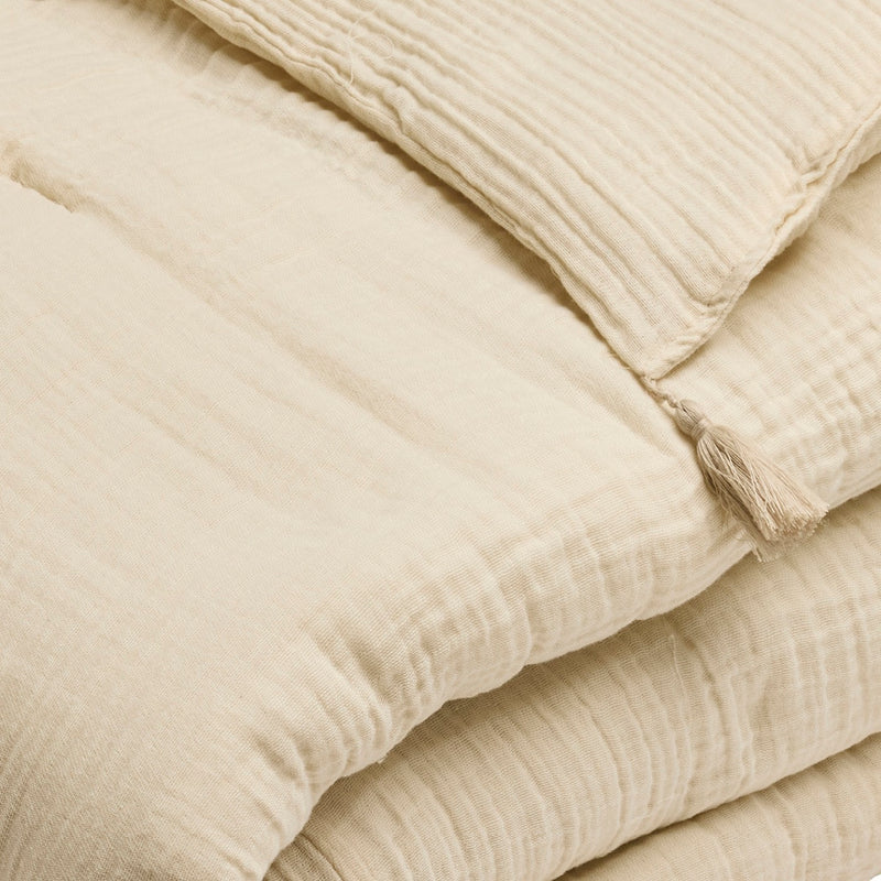 Uni - Édredon Avec Glands Gaze De Coton - Uni Taupe 07