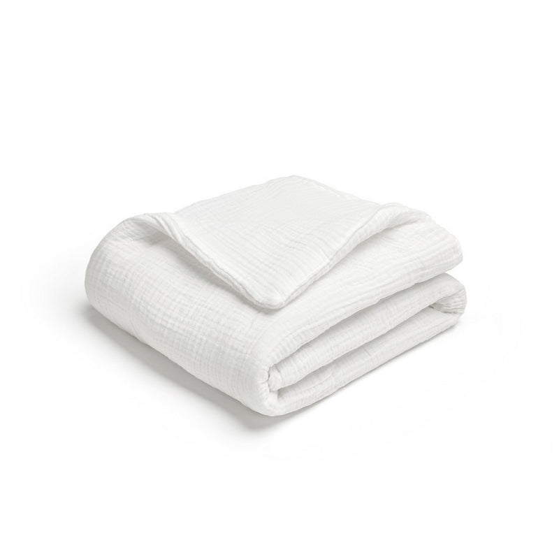 Uni - Couverture Gaze De Coton - Uni Blanc 02