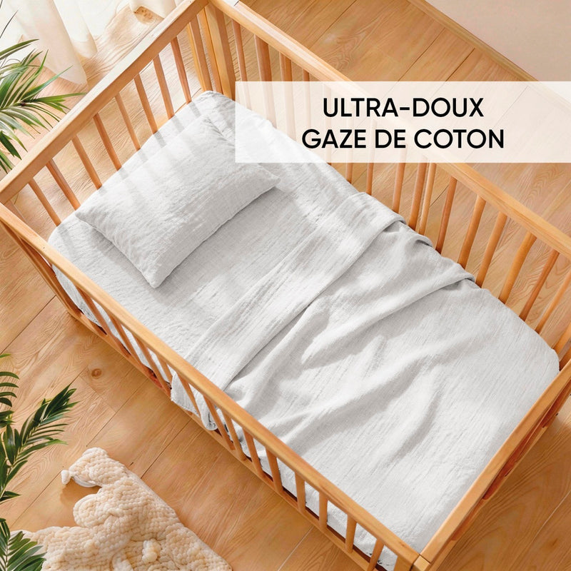 Uni - Couverture Gaze De Coton - Uni Blanc 02
