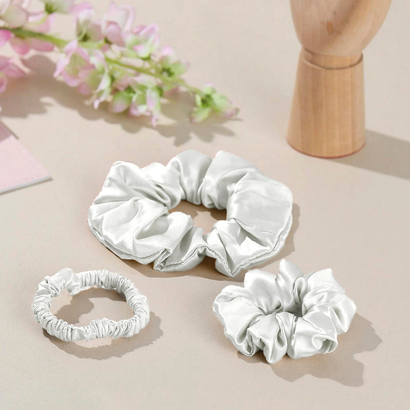 Aflora - Set De 3 Petits Chouchous En Soie - Aflora Blanc - D 6 Cm