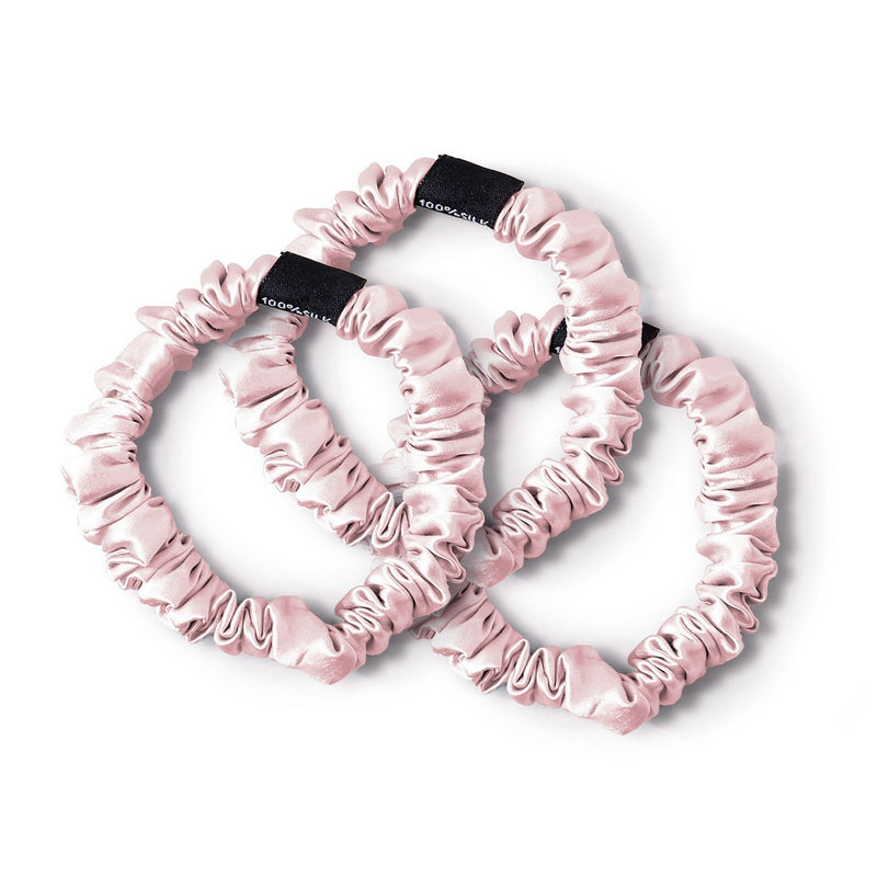 Aflora - Set De 3 Petits Chouchous En Soie - Aflora Rose Clair - D 6 Cm