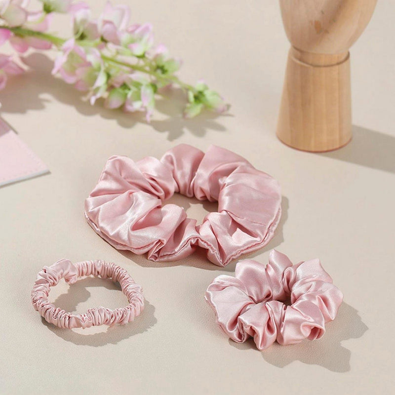 Aflora - Set De 3 Petits Chouchous En Soie - Aflora Rose Clair - D 6 Cm