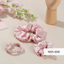 Aflora - Set De 3 Petits Chouchous En Soie - Aflora Rose Clair - D 6 Cm