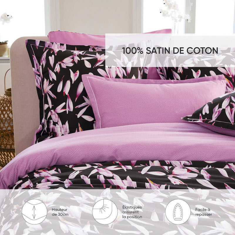 Nuit En Fleurs - Drap-Housse Satin De Coton - Ondelia Rose