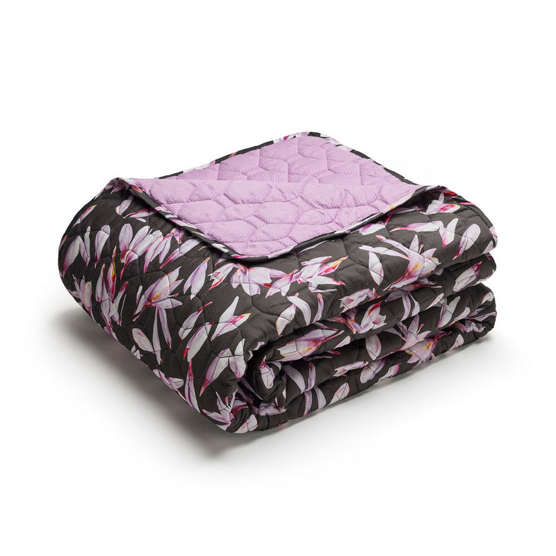 Nuit En Fleurs - Couvre-Lit Satin De Coton - Nuit En Fleurs Noir