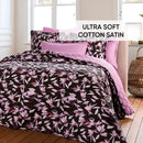Nuit En Fleurs - Couvre-Lit Satin De Coton - Nuit En Fleurs Noir
