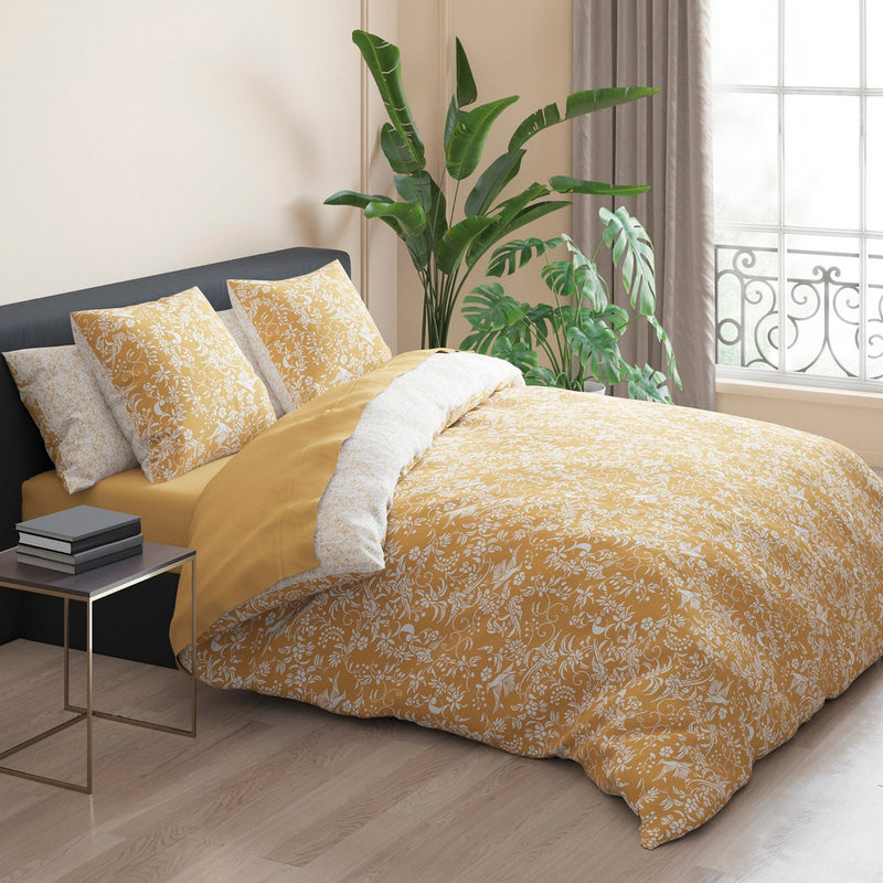 Birds - Taie D'Oreiller Satin De Coton Birds Jaune