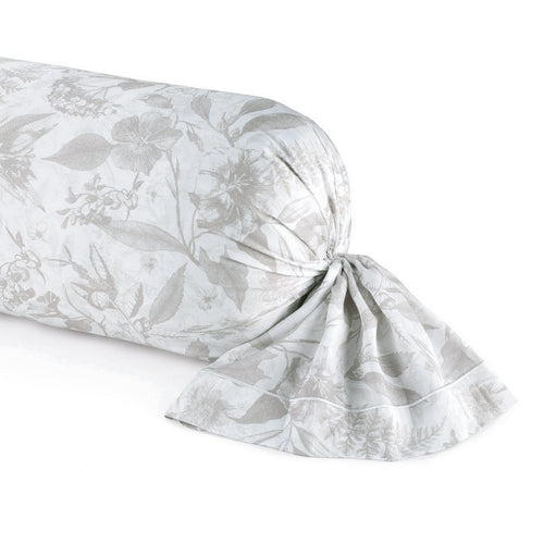 Fleurs De Jouy - Taie De Traversin Satin De Coton - Toile De Jouy Blanc