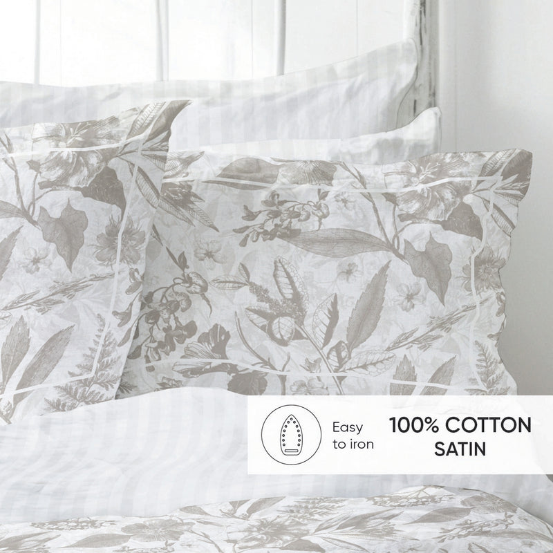 Fleurs De Jouy - Taie De Traversin Satin De Coton - Toile De Jouy Blanc