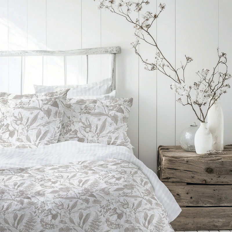 Fleurs De Jouy - Taie De Traversin Satin De Coton - Toile De Jouy Blanc