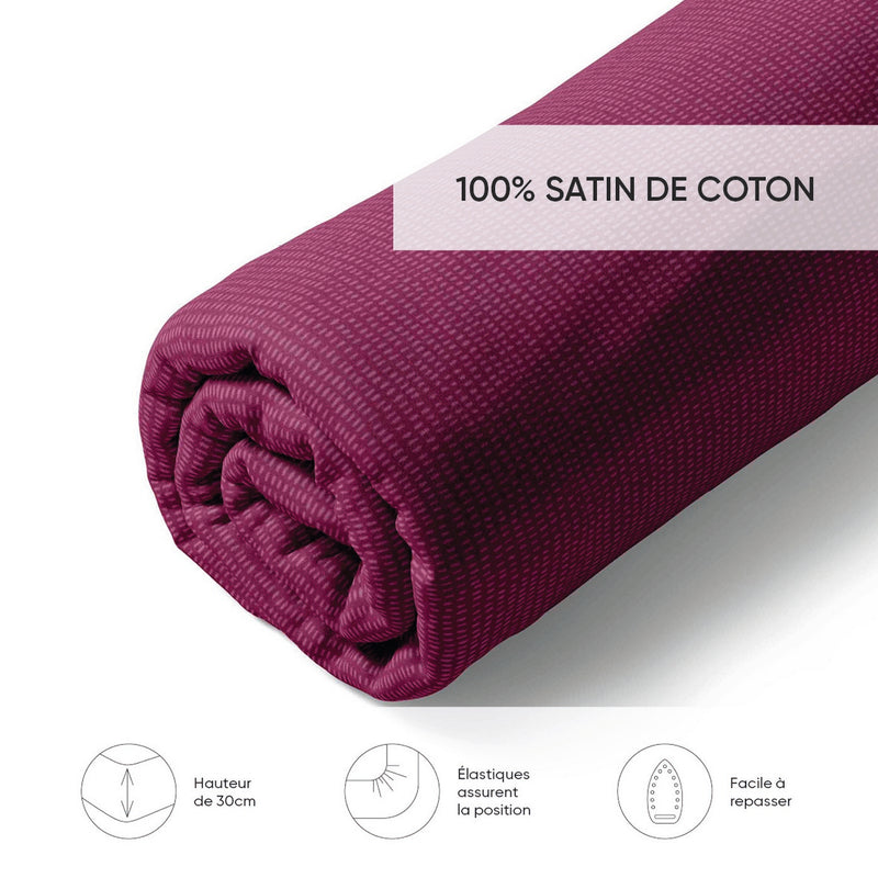 Sérika - Drap-Housse Satin De Coton - Sérika Prune