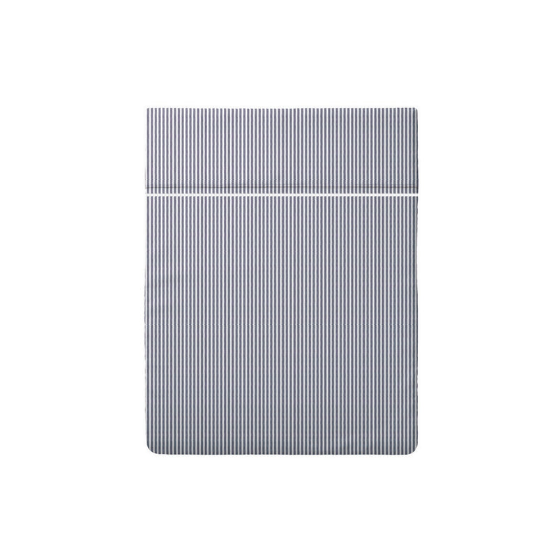 Noctalia - Drap Plat Satin De Coton - Lignes Naturelles Blanc / Bleu Clair