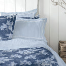 Noctalia - Drap Plat Satin De Coton - Lignes Naturelles Blanc / Bleu Clair