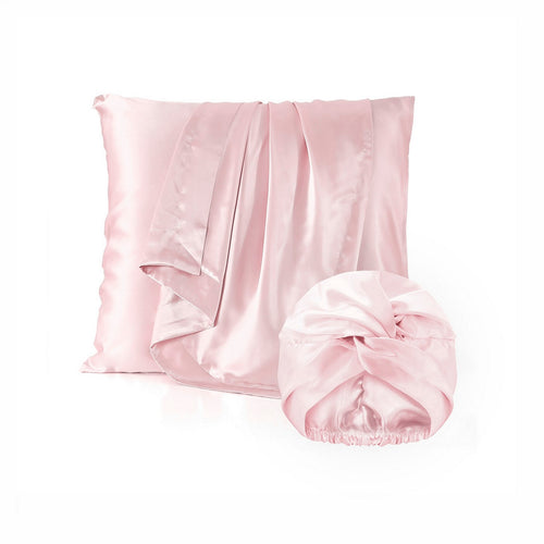 Lunéia - Taie D'Oreiller + Bonnet De Nuit En Soie - Lunéia Rose Clair