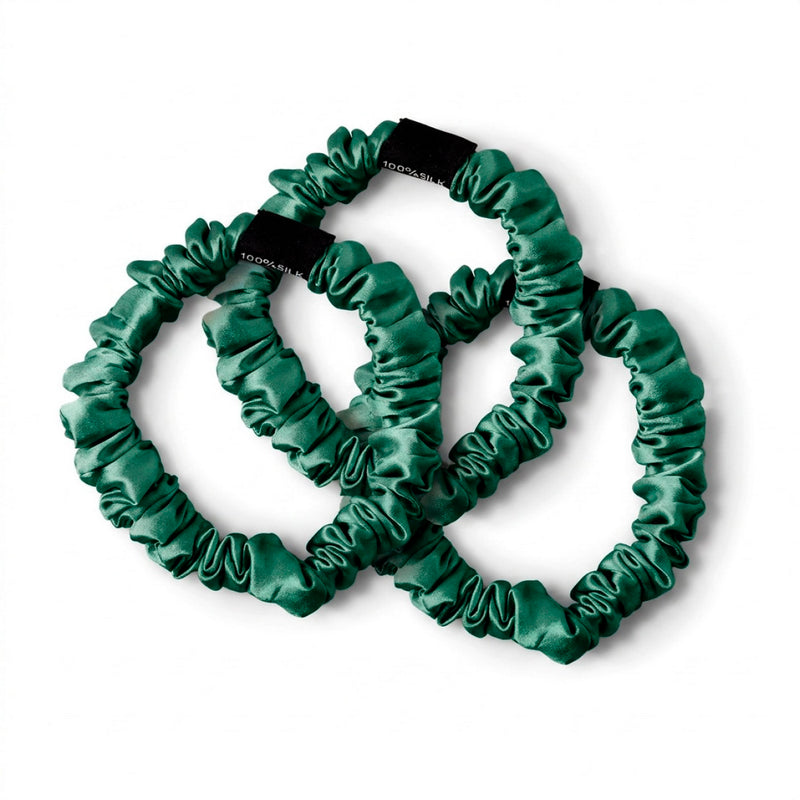 Aflora - Set De 3 Petits Chouchous En Soie - Aflora Vert Sauge - D 6 Cm