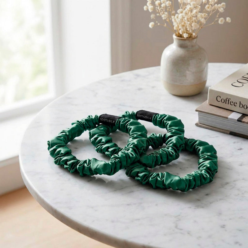 Aflora - Set De 3 Petits Chouchous En Soie - Aflora Vert Sauge - D 6 Cm