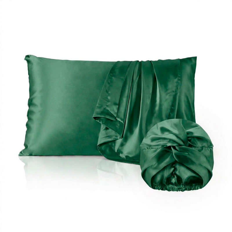Lunéia - Taie D'Oreiller + Bonnet De Nuit En Soie - Lunéia Vert Sauge