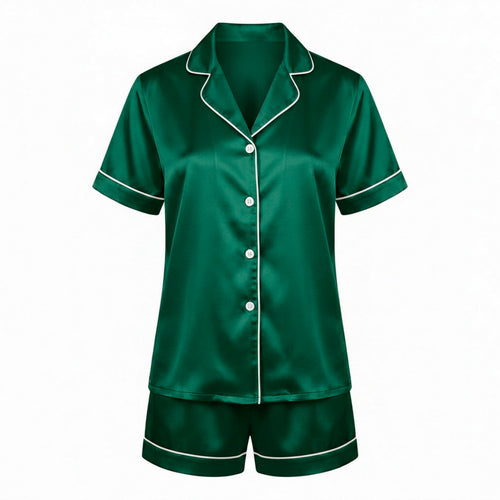 Maëlla - Set De Pyjama Court En Soie - Maëlla Vert Sauge