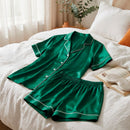 Maëlla - Set De Pyjama Court En Soie - Maëlla Vert Sauge