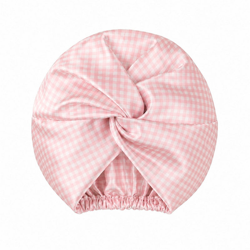 Soléa - Bonnet De Nuit En Soie - Soléa Rose Vichy