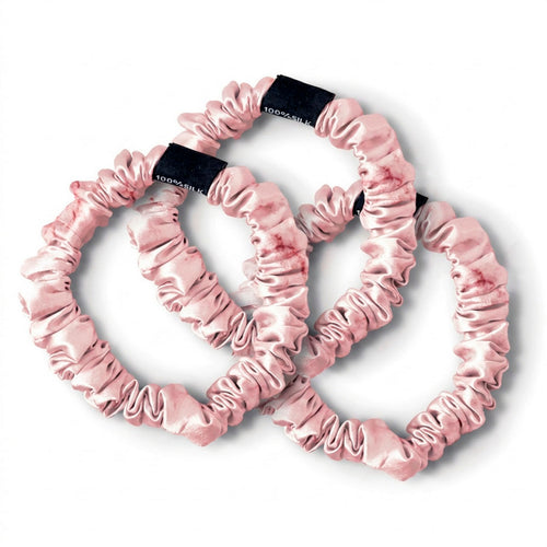 Aflora - Set De 3 Petits Chouchous En Soie - Aflora Marbre Rose - D 6 Cm