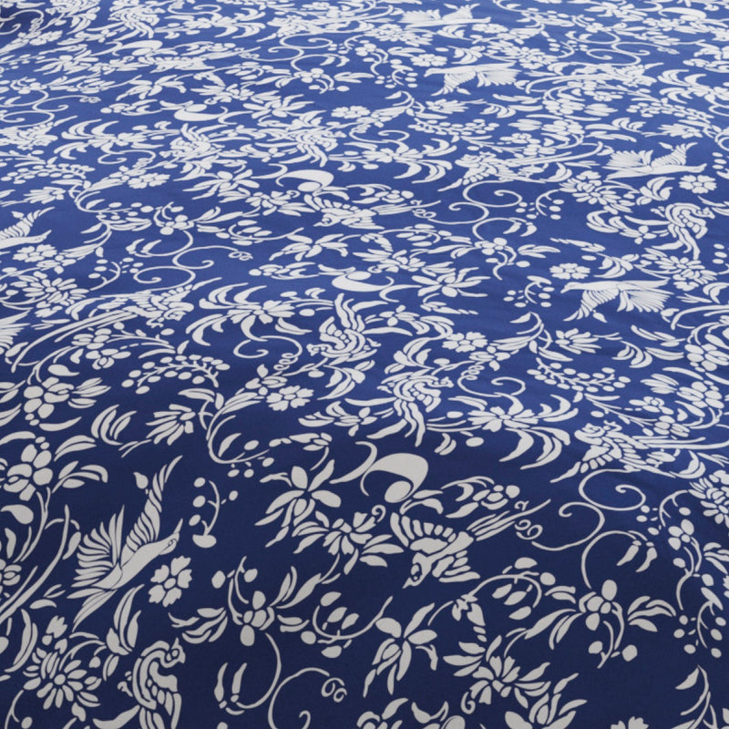 Birds - Housse De Couette Satin De Coton Birds Bleu