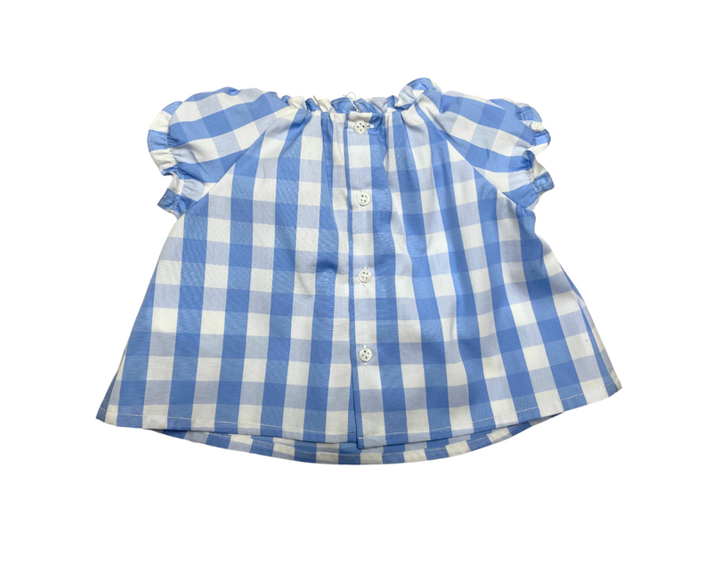 Bonpoint - Blouse À Carreaux Bleue - 3 Mois