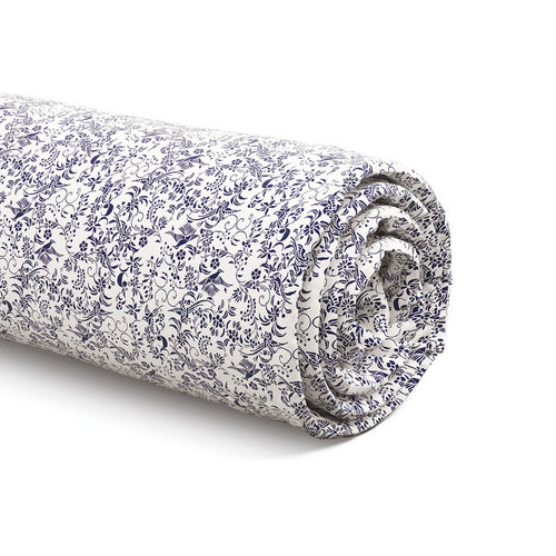 Birds - Drap-Housse Satin De Coton Birds Blanc / Bleu