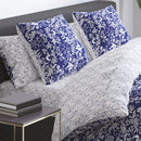 Birds - Drap-Housse Satin De Coton Birds Blanc / Bleu