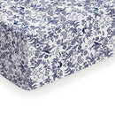 Birds - Drap-Housse Satin De Coton Birds Blanc / Bleu