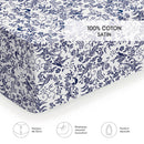 Birds - Drap-Housse Satin De Coton Birds Blanc / Bleu