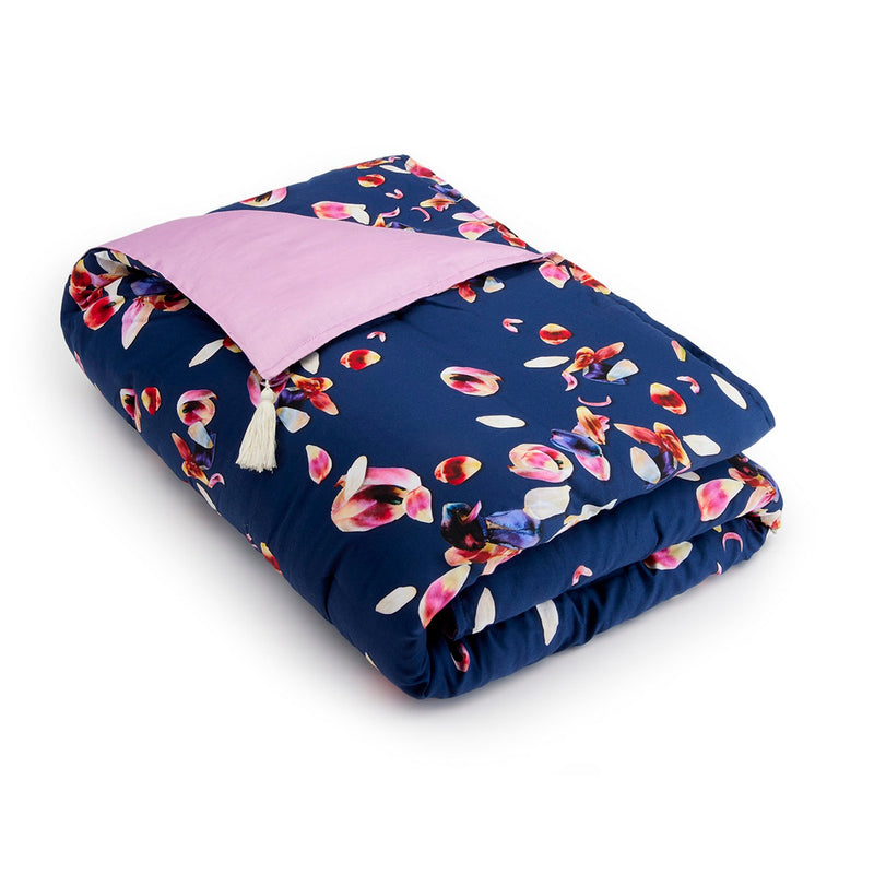 Aurore - Édredon Avec Glands Super Épais En 100% Satin De Coton : Rose