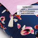 Aurore - Édredon Avec Glands Super Épais En 100% Satin De Coton : Rose