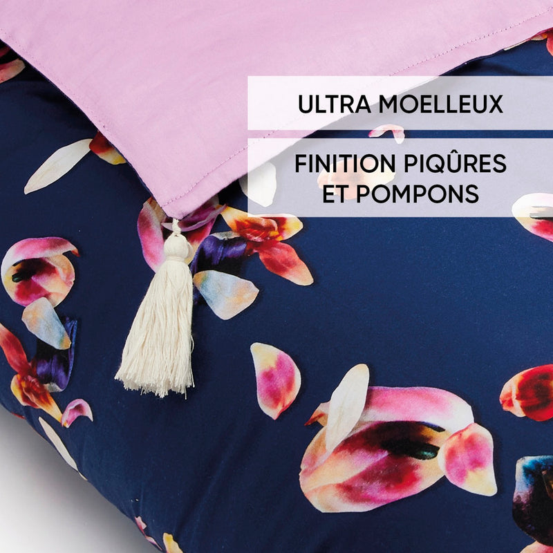Aurore - Édredon Avec Glands Super Épais En 100% Satin De Coton : Rose