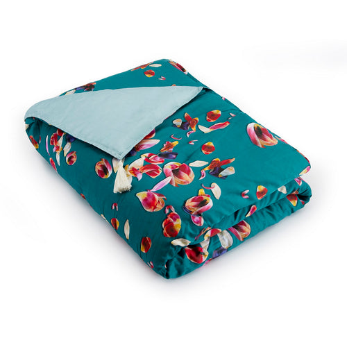 Aurore - Édredon Avec Glands Super Épais En 100% Satin De Coton : Vert