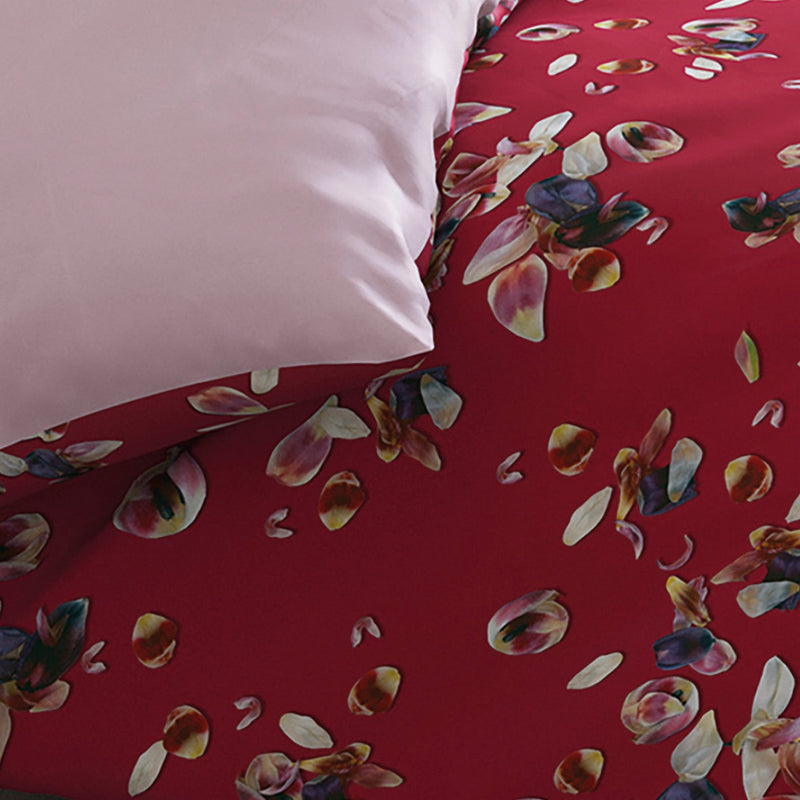 Aurore - Housse De Couette Satin De Coton Aurore Rouge