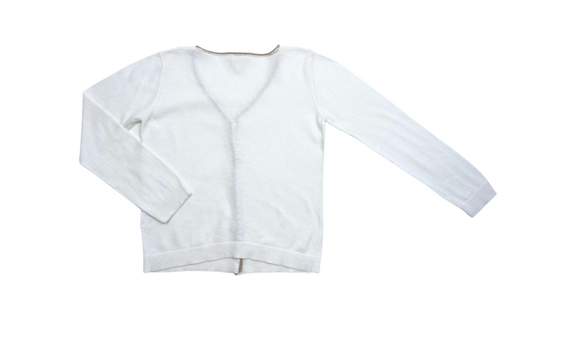 Bonton - Cardigan Blanc Bordures Dorées - 8 Ans