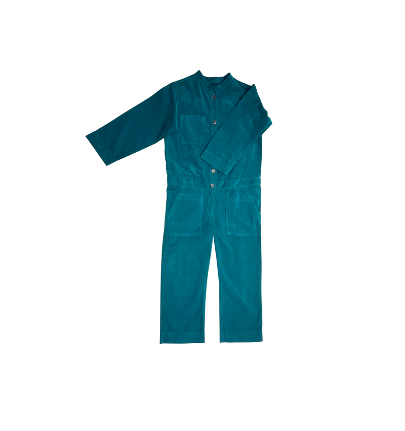 Bonton - Combinaison En Velours Vert Canard - 6 Ans