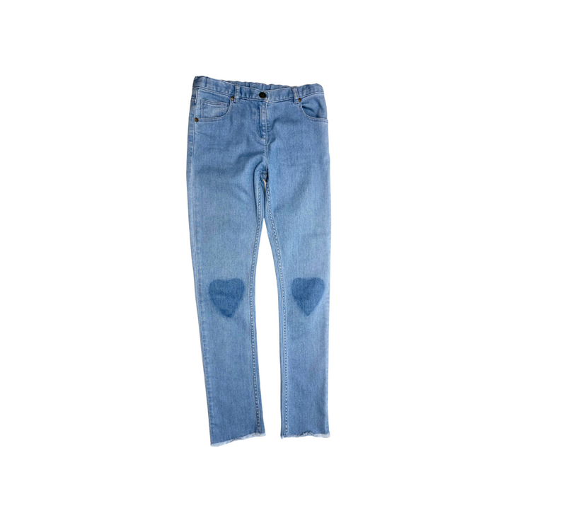 Bonton - Jean Slim Bleu Détails Coeurs Aux Genoux - 12 Ans