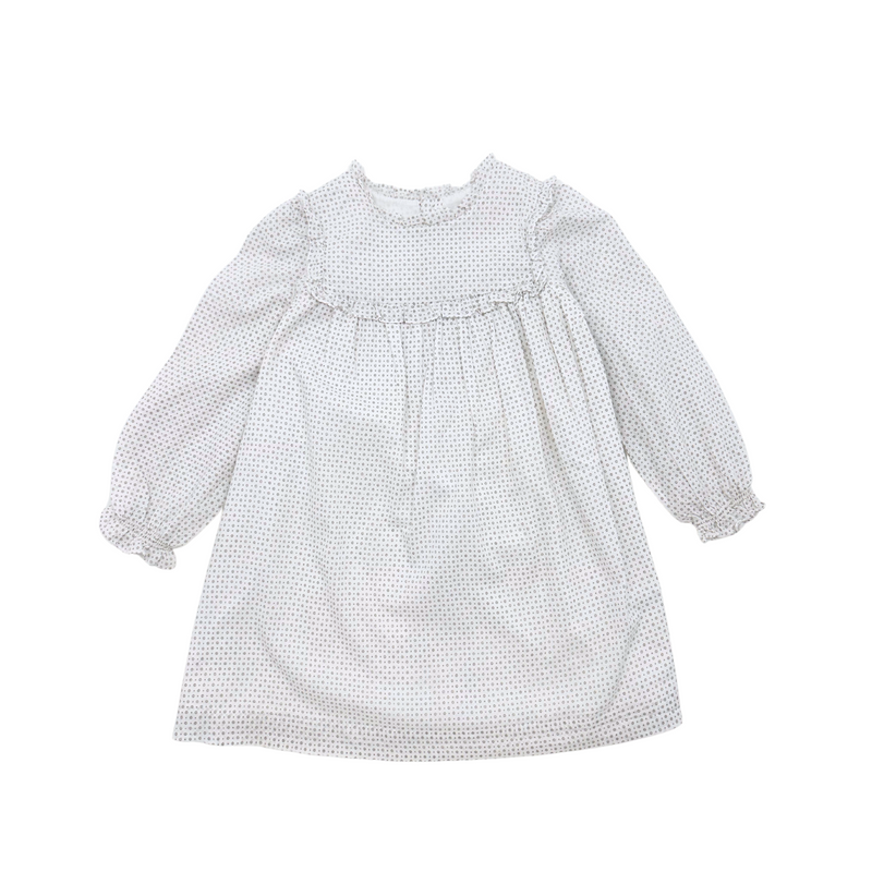 Bonpoint - Robe Blanche À Pois Gris - 3 Ans