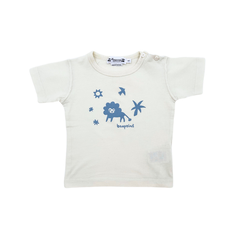 Bonpoint - T-Shirt Crème Imprimé Lion - 6 Mois