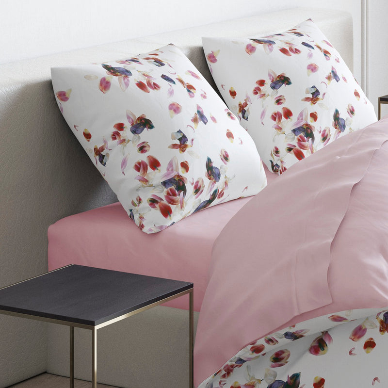 Aurore - Set De 2 Taies D'Oreiller Satin De Coton Aurore Blanc / Rose Clair