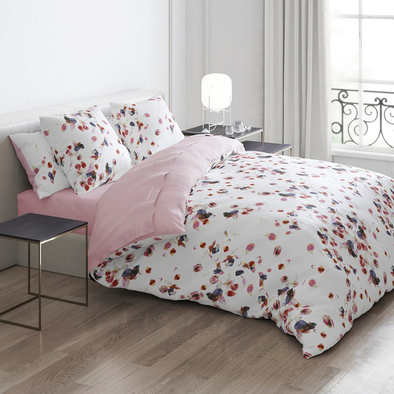 Aurore - Set De 2 Taies D'Oreiller Satin De Coton Aurore Blanc / Rose Clair
