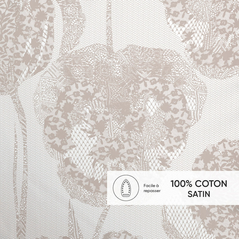 Lace - Taie D'Oreiller Satin De Coton Lace Taupe