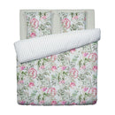 Jardin De Roses - Housse De Couette + 1 Ou 2 Taie(S) D'Oreiller Satin De Coton Jardin De Roses Vert Thym
