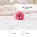 Roses - Housse De Couette + 1 Ou 2 Taie(S) D'Oreiller Satin De Coton Roses Taupe