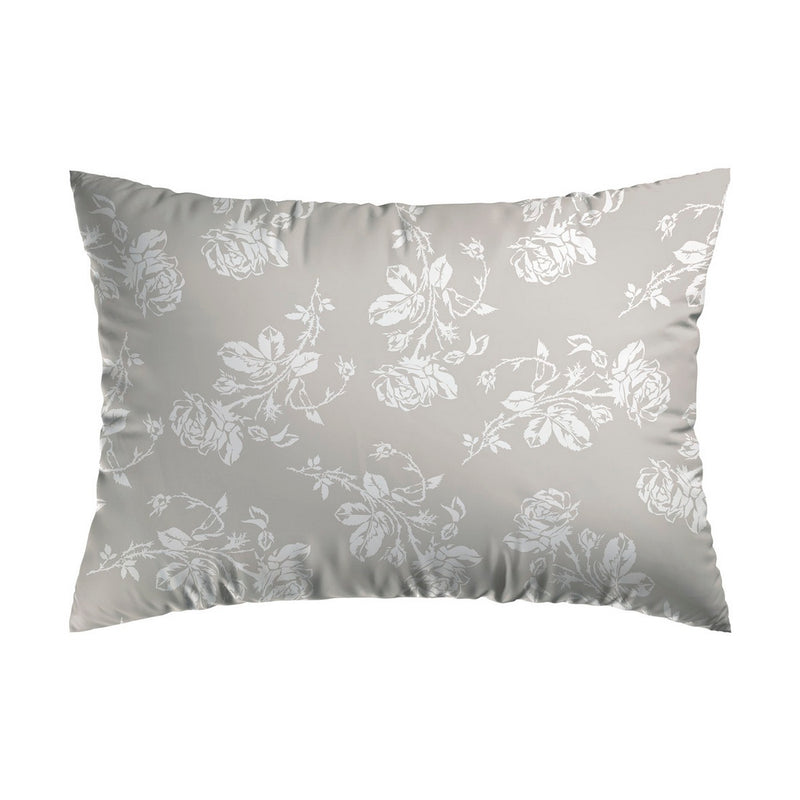 Roses - Set De 2 Taies D'Oreiller Satin De Coton Roses Taupe